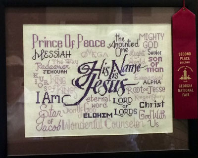 His Name is Jesus stitched by Sherry Cunningham